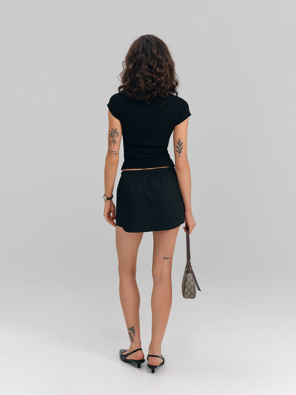 Cotton short skirt, black