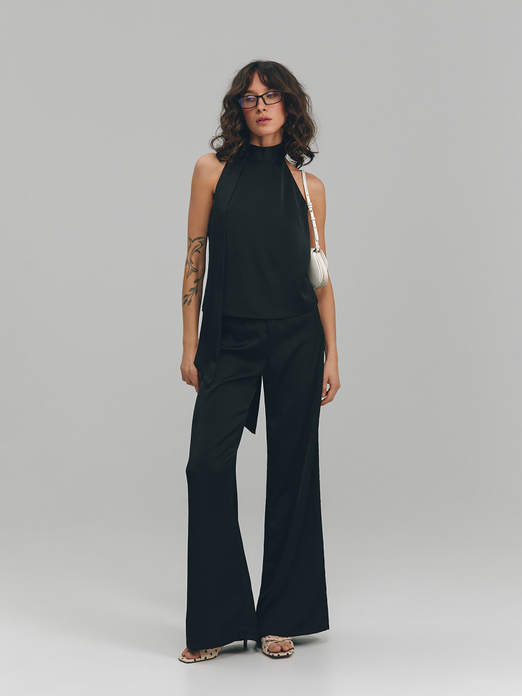 Satin top, black