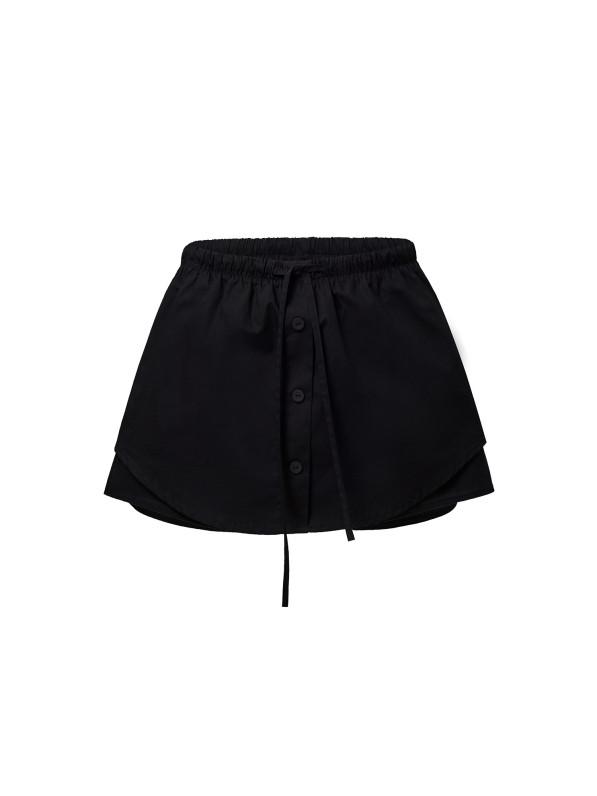 Cotton short skirt, black