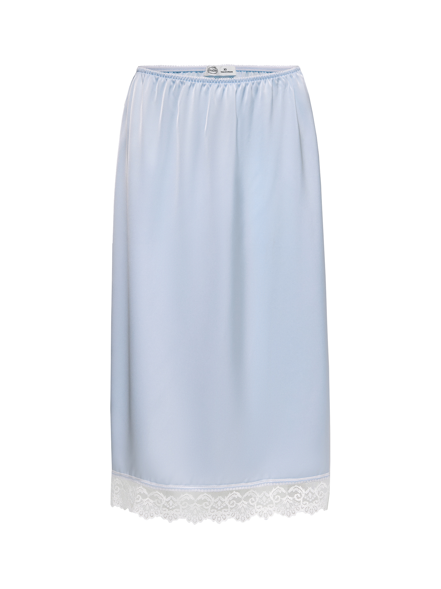 Satin skirt with lace, blue