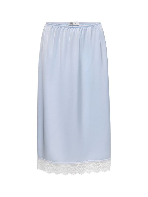 Satin skirt with lace, blue