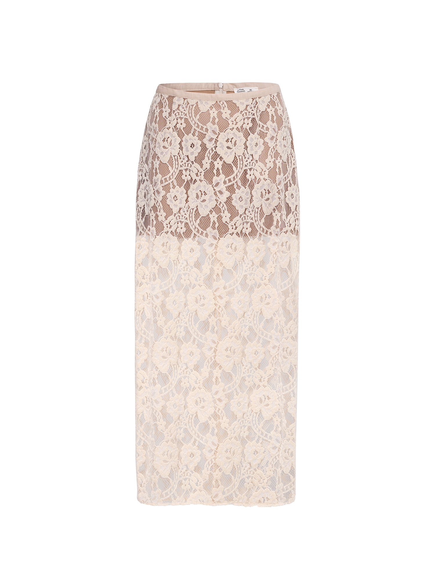 Lace midi skirt, light beige