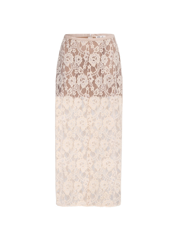 Lace midi skirt, light beige