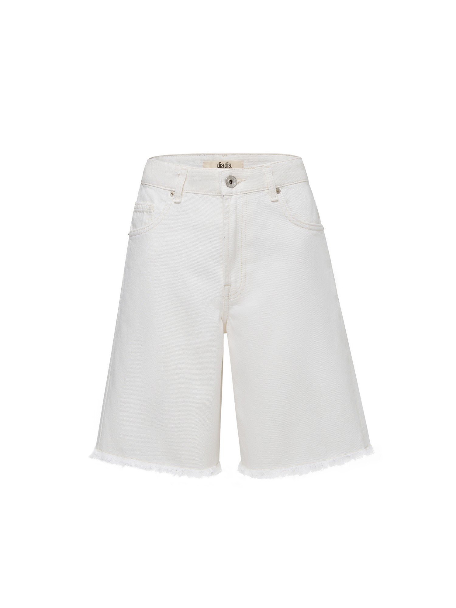 Denim Bermuda shorts, white