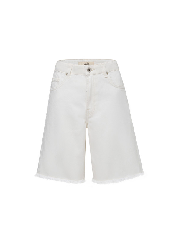 Denim Bermuda shorts, white