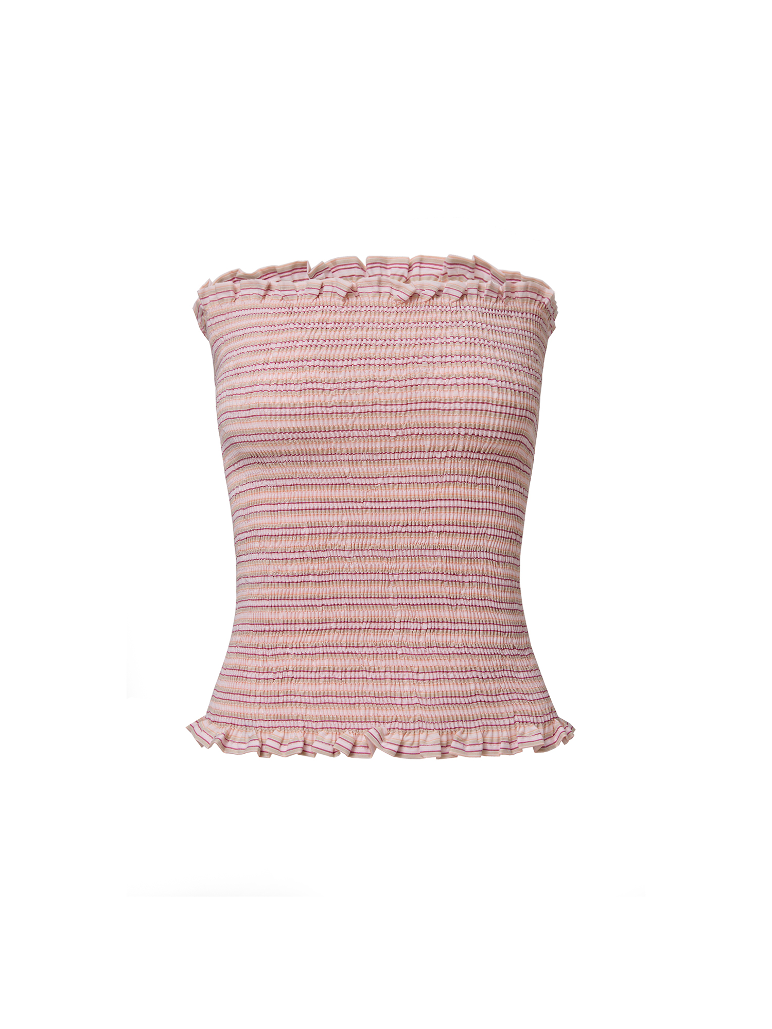 Striped off-shoulder top, pink
