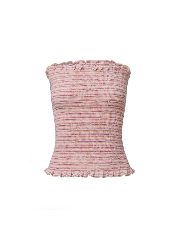Striped off-shoulder top, pink