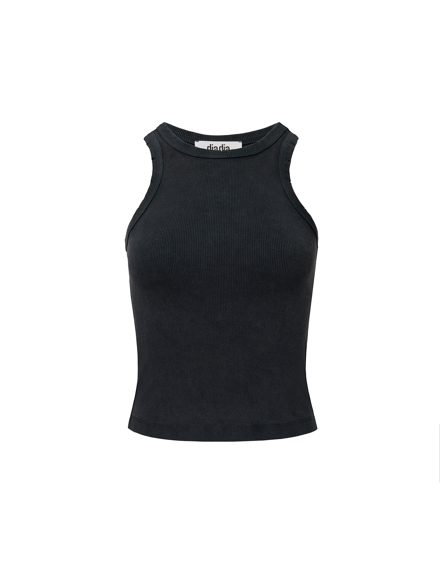 Washed ribbed T-shirt, dark gray