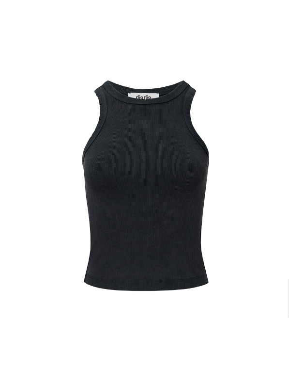 Washed ribbed T-shirt, dark gray