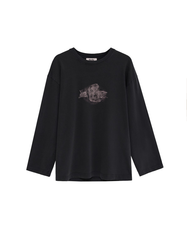 Longsleeve washed "to the end of the world", dark gray