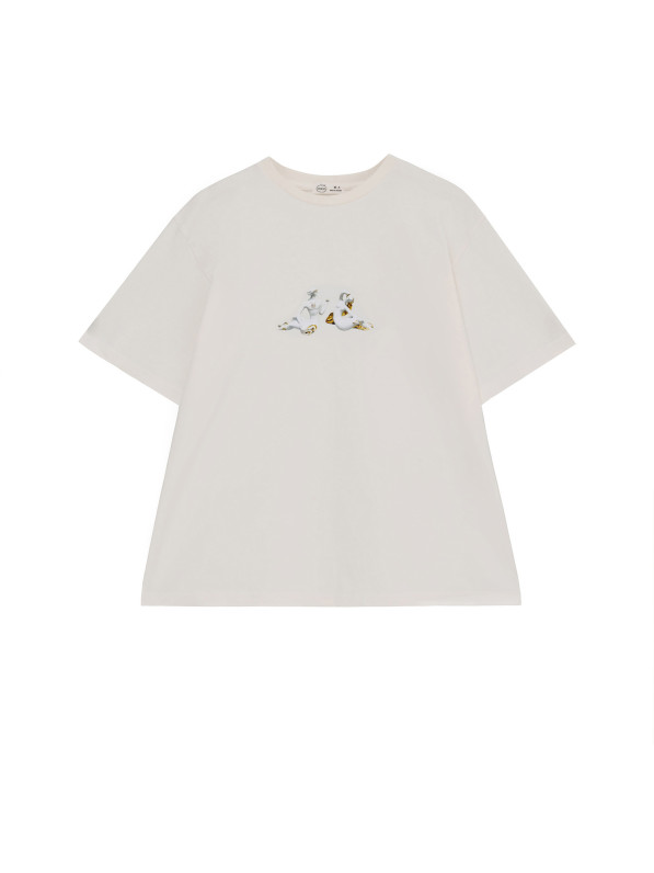 T-shirt "Grandma says hi!", milky