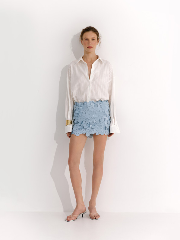 Skirt with oversized sequins, light blue
