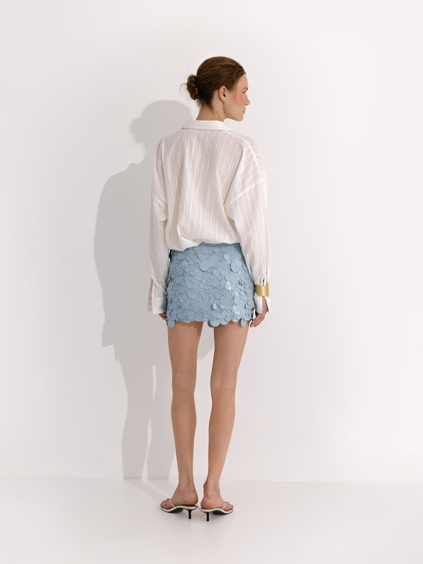 Skirt with oversized sequins, light blue
