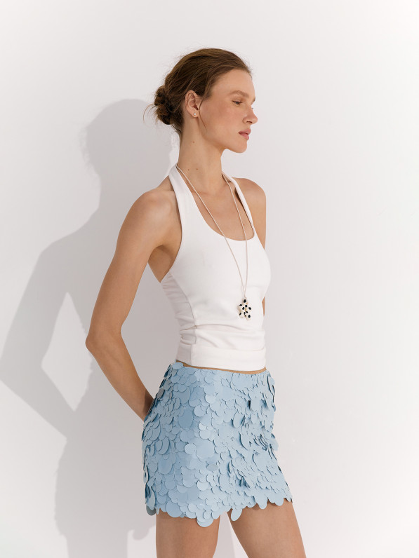 Skirt with oversized sequins, light blue